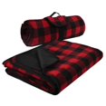 thumbnail image 1 of Fleece Stadium Waterproof Stadium Blanket  51”x 59”  Red-Black Plaid, 1 of 8