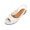 thumbnail image 2 of Gpaecead Women's Polka Dot Bow Flat Slingback Shoes Open Toe Slip On Soft Sole Comfort Casual Vintage Shoes, B-White, 2 of 8
