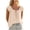Beige, variant on Women's Alluring Tie-Front Ruffle Top - Flowy Solid Color Blouse with Adjustable Drawstring for Beach Vacation & Summer Parties