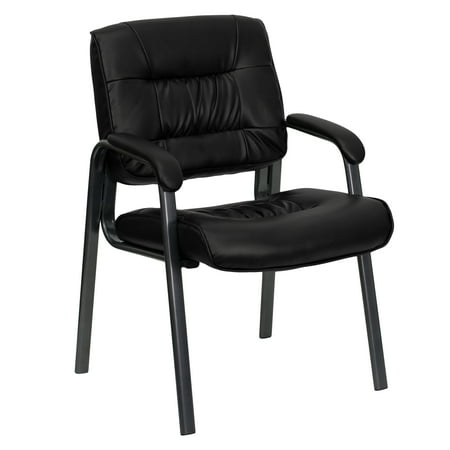 UPC 847254007504 product image for Flash Furniture Black LeatherSoft Executive Side Reception Chair with Titanium G | upcitemdb.com