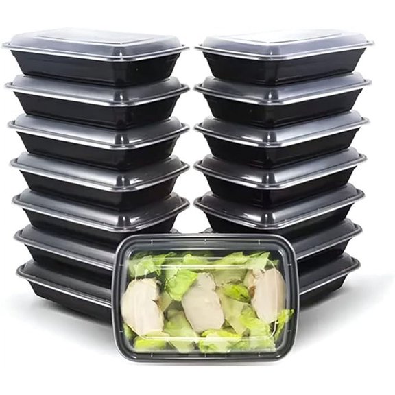 Diska NuLife 58 Oz Black PP Polypropylene Food Storage Containers, 50 Count