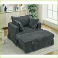 thumbnail image 2 of Chaise Lounge, 47.7'' Oversized Deep Seat Corduroy Chair with Movable Ottoman | Dark Gray | Minimalist Style, 2 of 7