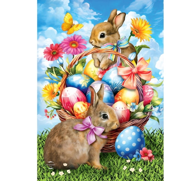 Briarwood Lane Spring Easter House Flag 40x28 For Outdoor Springtime Bunnies For Easter House Flag