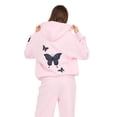 thumbnail image 4 of Forever 21 Women’s Zip Up Hoodie with Floral Patches, Relaxed Fit Hooded Sweatshirt with Front Pockets for Casual Everyday Layering, Pink, X-Small, 4 of 5