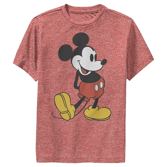 Boy's Mickey & Friends Mickey Mouse Large Pose Performance Graphic Tee Red Heather Small