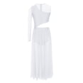 thumbnail image 4 of Haitryli Girls Contemporary Dance Dress Sheer Mesh Latin Jazz Lyrical Dance Outfits Modern Long Skirted Leotards White 6, 4 of 7