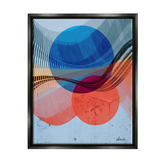 Stupell Industries Modern Circle Patterns Abstract Painting Black Floater Framed Canvas Art Print Wall Art, 17 x 21