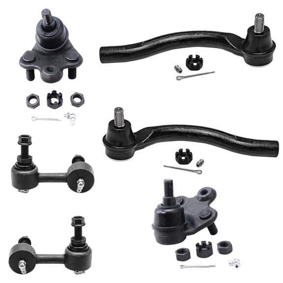 Detroit Axle - Front 6pc Suspension Kit for 2006-2011 Honda Civic, 2 Outer Tie Rods 2 Lower Ball Joints 2 Sway Bars 2006 2007 2008 2009 2010 2011 Replacement