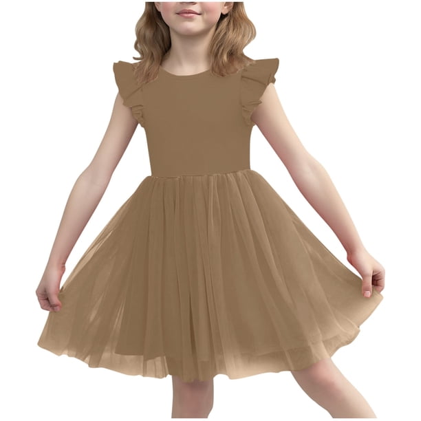 Vestido de Verano de Manga Corta Moda Primavera Y Verano Manga Corta Cuello Redondo Falda de la Princesa Ruffle para Diario, Viajes, Hogar, Vacaciones, Fiesta de Cumpleaños