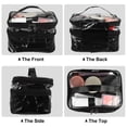 thumbnail image 4 of Unique Bargains 1 Pcs Double Layer Makeup Bag Cosmetic Travel Bag Make Up Organizer Bag for Women Marble Pattern Black, 4 of 6