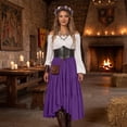thumbnail image 3 of Womens Off Shoulder Renaissance Dress Bell Sleeves Vintage Medieval Peasant Long Dresses Halloween Pirate Costume(PurpleM), 3 of 6