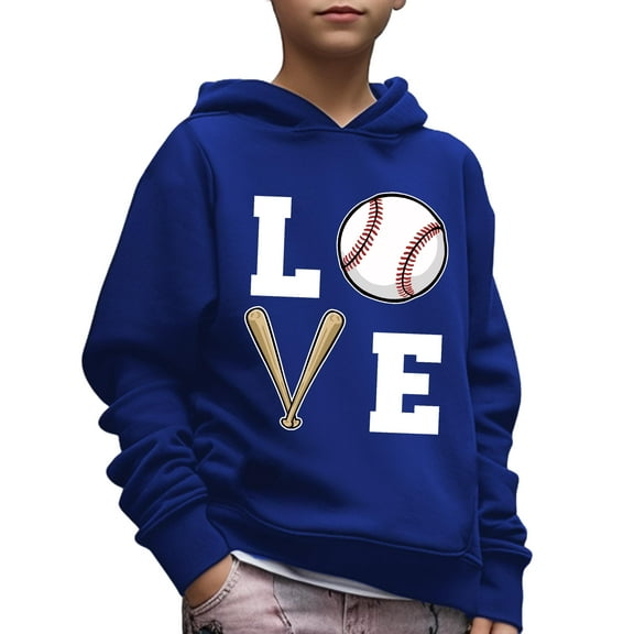 Kid Boys Sweatshirt Love Baseball Print Casual Long Sleeve Hoodie Spring Fall Pullover Tops