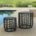 thumbnail image 5 of GRANDPATIO Outdoor Modern Boho Style Wave Wicker End Tables,Built-in Solar Lights, Black (Set of 2), 5 of 9