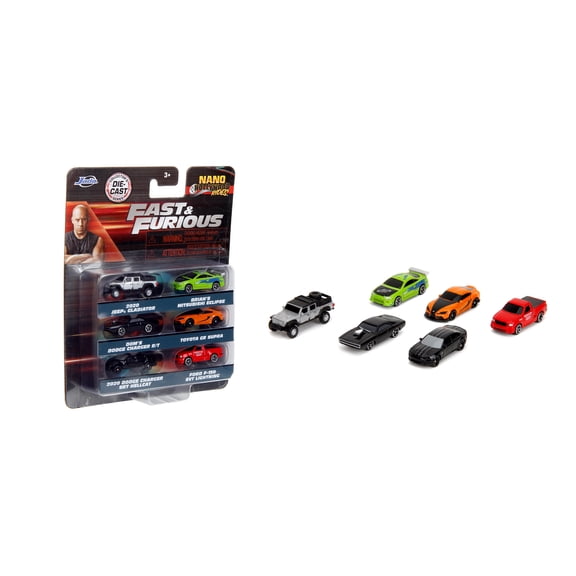 Jada Toys Fast & Furious 1.65" 6-Pack Nano Die-cast Cars Model Vehicles Assortment(Styles May Vary)