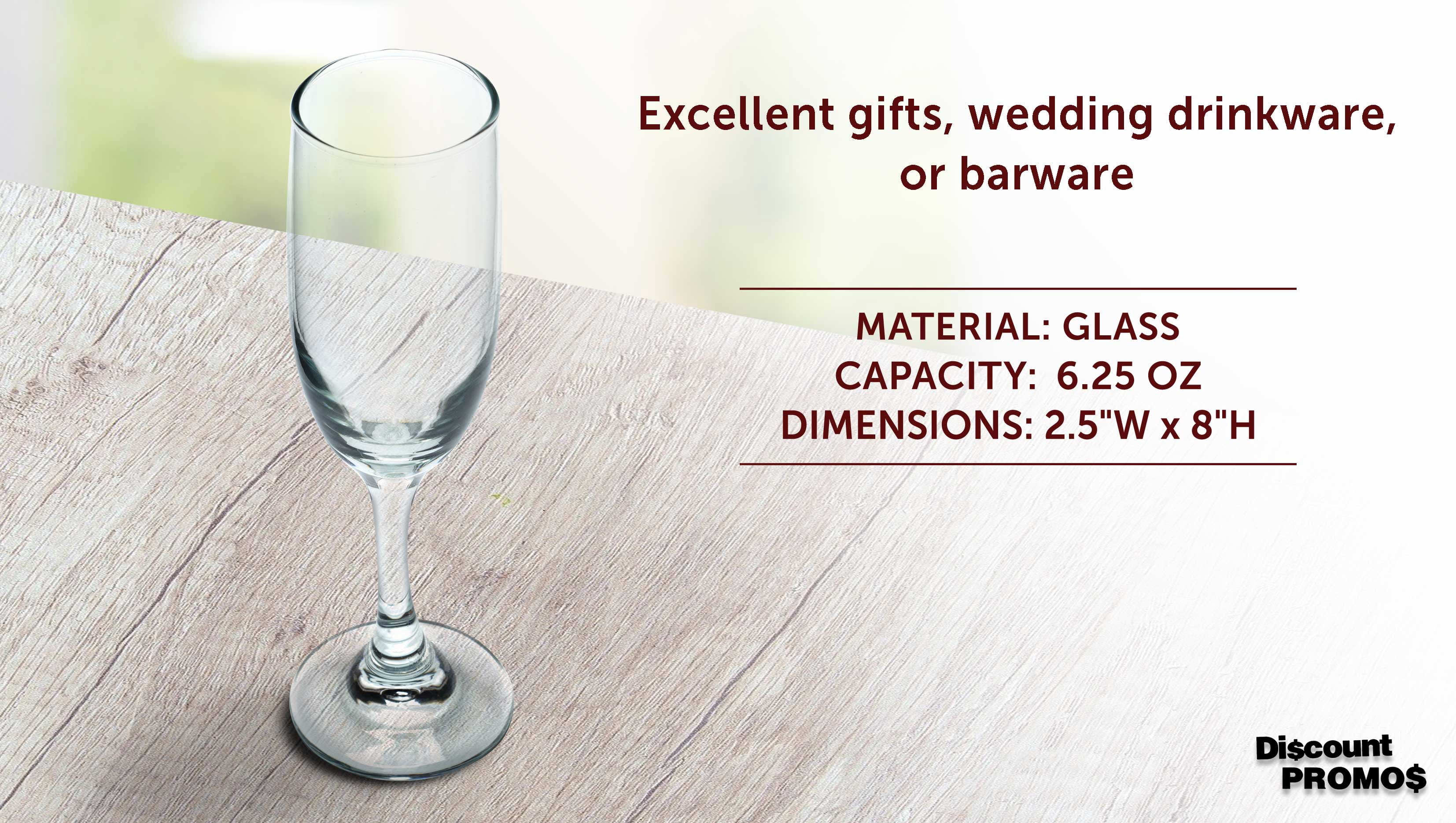 Champagne Flute 6.25 oz. Set of 10, Bulk Pack - Great for Cocktails, Weddings, Party Favors - Clear