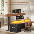 thumbnail image 3 of Farmhouse L Shaped Standing Desk with 4 Drawers and Storage Cabinet, Height Adjustable Computer Desk with Led Lights, Home Office Desk, 3 of 7