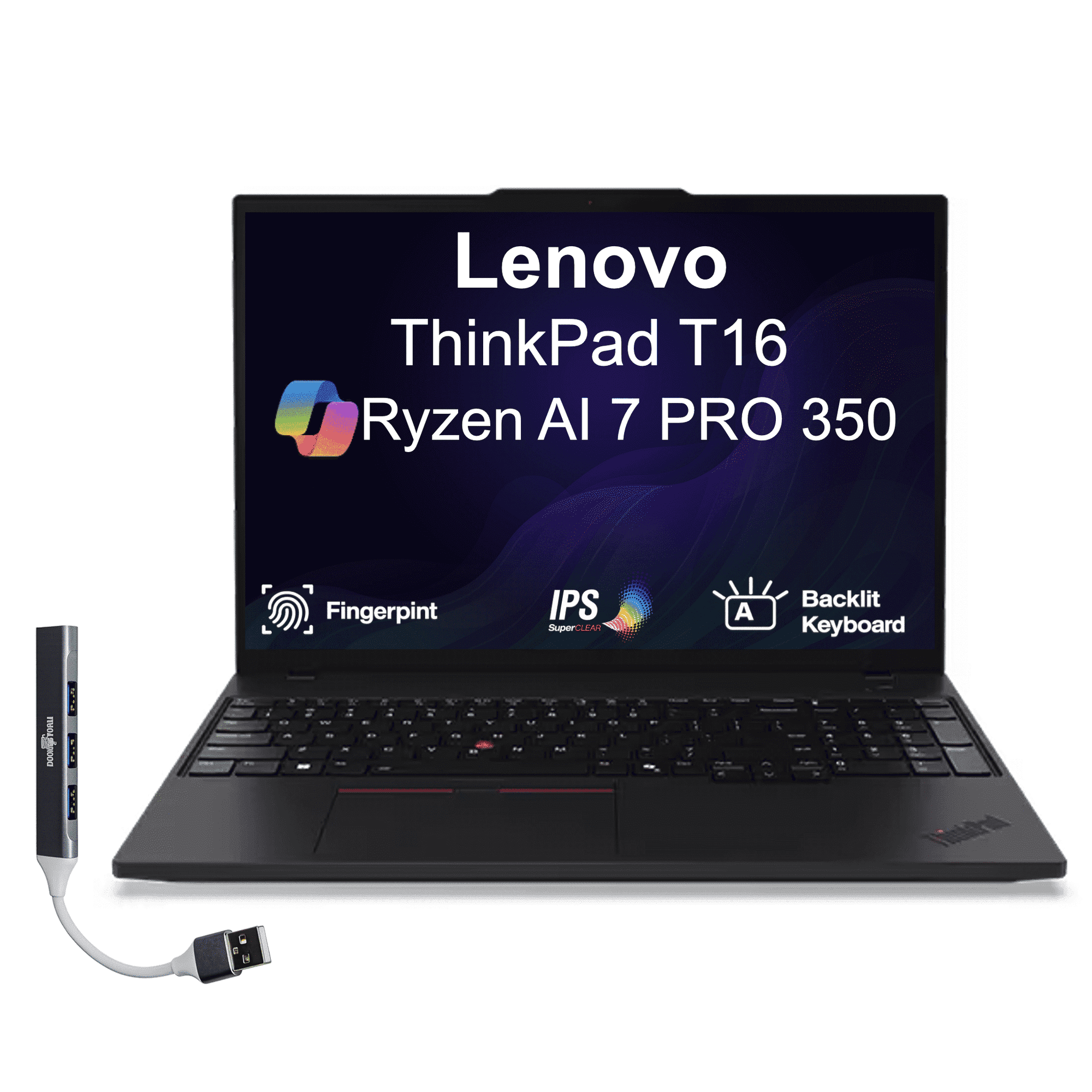 Lenovo ThinkPad T16 Laptop 16.0" IPS WUXGA, Ryzen AI 7 PRO 350, 16GB/512GB, W11H w/DKZ USB Hub