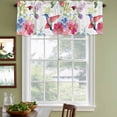 thumbnail image 3 of Blooming Pink Floral Curtain Valances for Windows, Kitchen Valance Window Treatments Panel 2 Pack, Pastoral Chic Flowers Hummingbird Rod Pocket Short Curtains for Bathroom Bedroom 60 x 18 Inch, 3 of 8