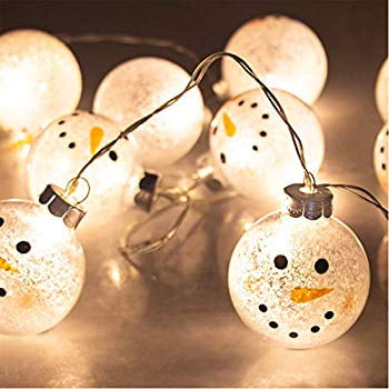 Snowman Ball String Lights Cute Battery Snowman Ball String Lights Cute