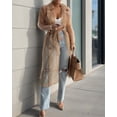 thumbnail image 4 of ZOELNIC Women's Summer Mesh Sheer See Through Double Breasted Midi Trench Coat Belted Lightweight Cardigan, L, 4 of 6