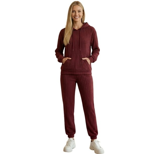 Conjunto Mujer 2 Piezas Sudadera y Pants Jogger Suave Invierno