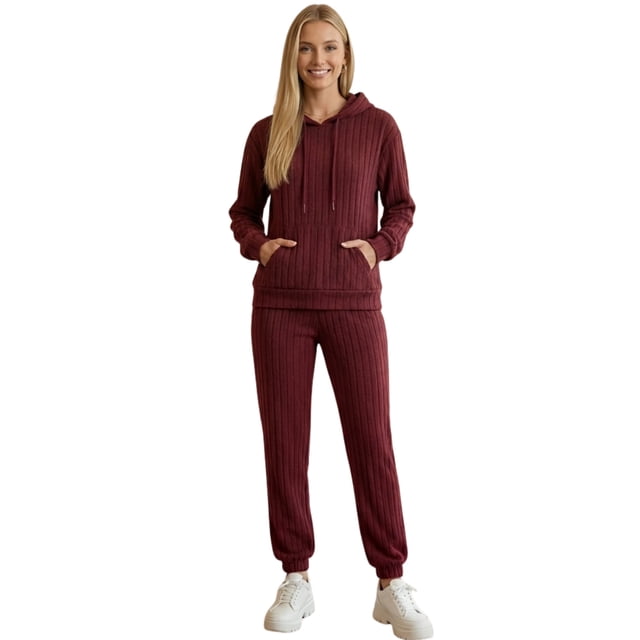Conjunto Mujer 2 Piezas Sudadera y Pants Jogger Suave Invierno