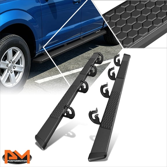 PM PERFORMOTOR for 04-14 Ford F150 Crew Cab 5.5"Honeycomb Step Pad Nerf Bar Running Board Black