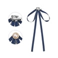 thumbnail image 3 of Broche de moño de satén para mujeres con perla para boda, fiesta, talla única, azul marino, 3 of 4