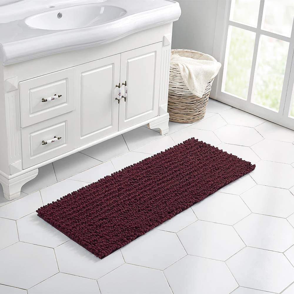 YIHOUSE Thick Microfiber Bathroom Rug Soft Bath Mat for Bathroom Machine  Washable Non Slip Absorbent Shower Carpet Rug 17 X 24 Brown