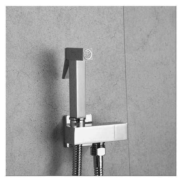 Hand Held Bidet Sprayer Douche Toilet Kit Bidet Faucet Rose Gold Square Shattaf Shower Head Copper Valve Set Jet Bidet Faucet ,Effortless Installation