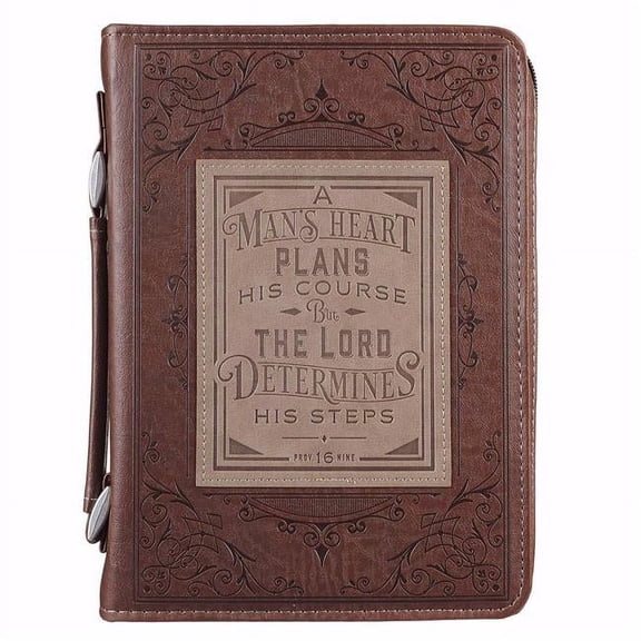 Christian Art Gifts  A Mans Heart Classic Lux Leather Bible Cover, Brown - Large