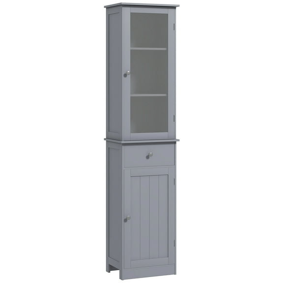 LKUPM Bathroom Storage Cabinet with Acrylic Door, Drawer, and Shelves, Tall Slim Tower Organizer