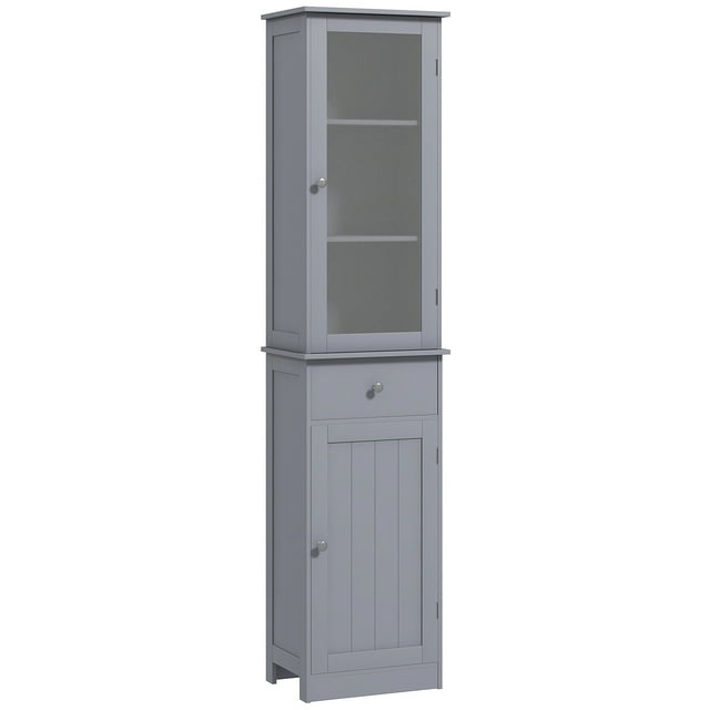 kleankin Armoire de Rangement Mince pour Salle de Bain avec Tiroir et Tablettes Ajustables