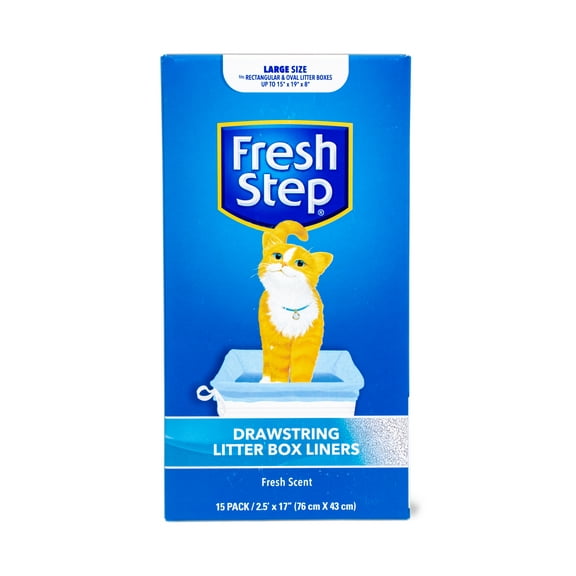 Fresh Step Drawstring Litter Box Liners Scented, Large Size, 30" x 17" - 15 Count