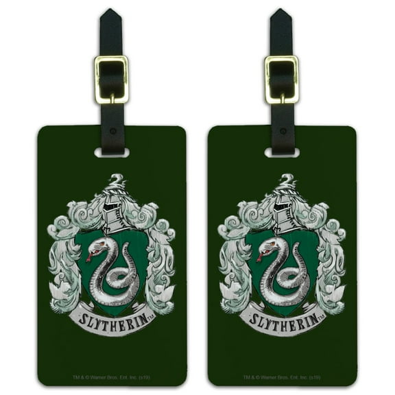 Harry Potter Slytherin Painted Crest Luggage ID Tags Suitcase Carry-On Cards - Set of 2