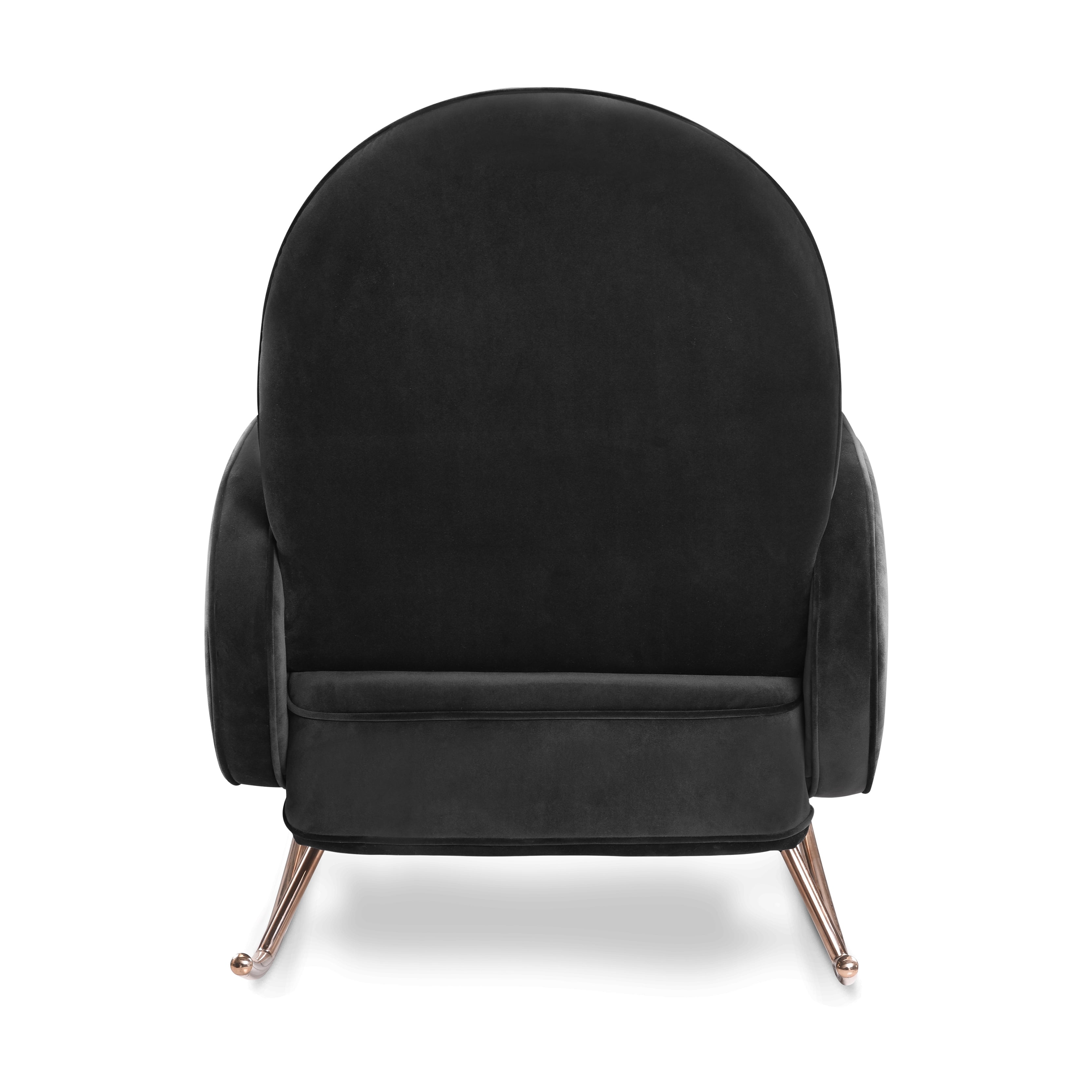Nursery Works Compass Rocker in Black Velvet with Rose Gold Legs