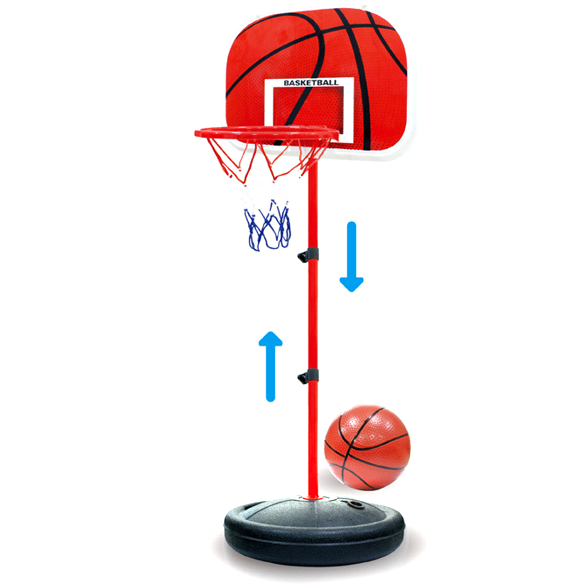 Nosii Height Adjustable Basketball Stand System Backboard Hoop Net Set Toy Gift for Children