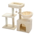 thumbnail image 4 of Pefilos 28" Cat Tree House for Indoor Cats, Cat Condo for Multiple Cats with Ball Activity Centre Cat Tree Tower, Beige, 4 of 14