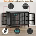 thumbnail image 3 of POAO 41"Dog Crate Furniture with Name Tag,Heavy Duty Dog Kennel Indoor for Medium Dogs,Double-Doors Sturdy Metal Dog Cage for Anxiety Dog,End Table, 3 of 9