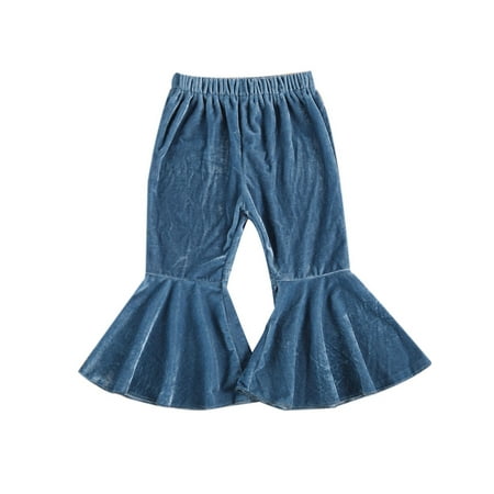 

TheFound Todderl Baby Girls Velvet Bell-Bottoms Pants Long Flared Trousers Casual Elastic Waist Pants Clothes