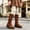 Brown, variant on Kids Girls Buckle Decor Knee High Boots, Ruched Long Shaft Non Slip Low Heel Footwear, Stylish Casual Boots for Fall Winter 3 Big Kids