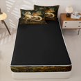 thumbnail image 4 of Metsweet Gold Dragon Zipper Twin Comforter Sets with Fitted Sheet and 2 Pillowcases, Rustic Jungle Animal Zipper Bedding Set,4-Piece,Black Reversible, 4 of 6