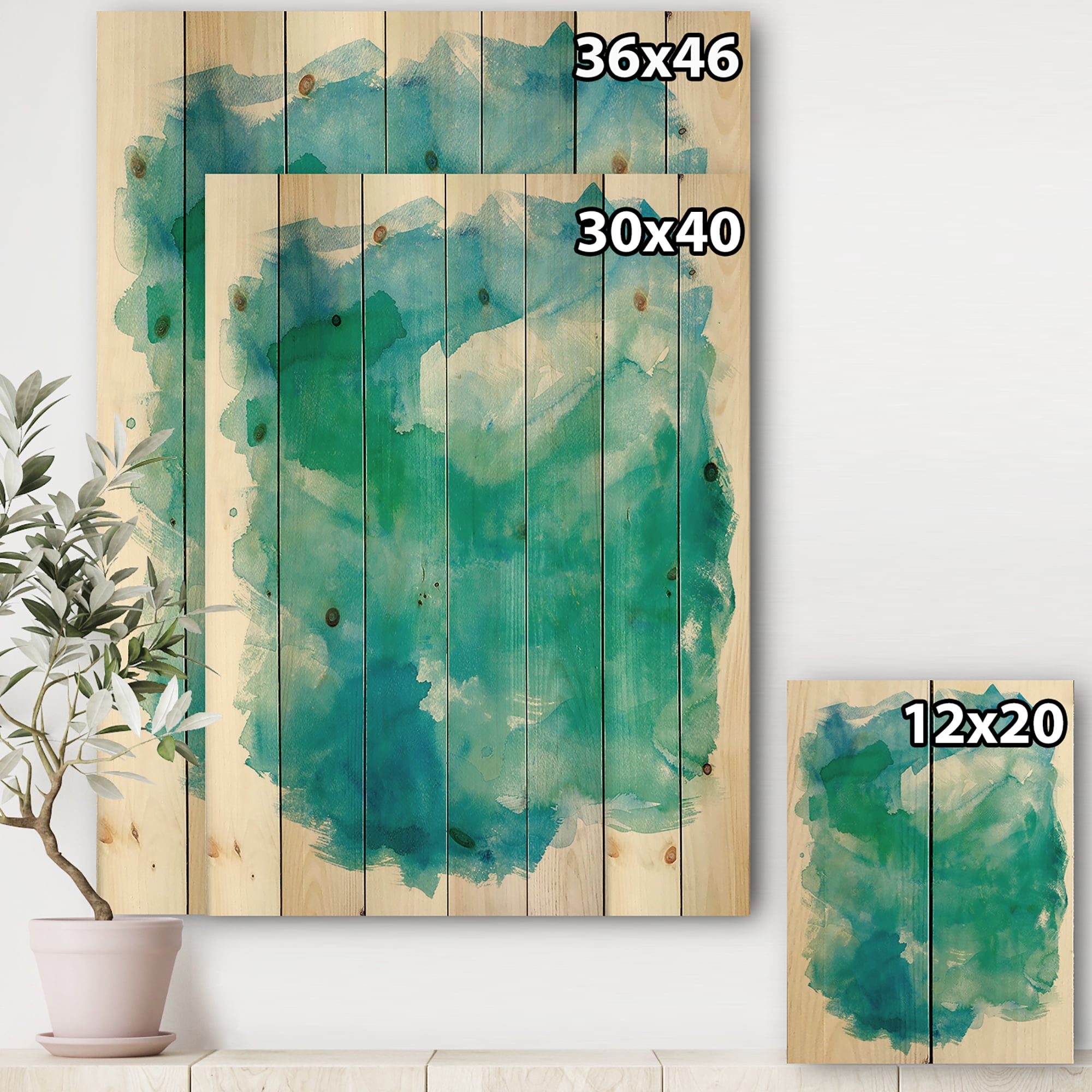 Designart 'Fractal Sea Glass' Traditional Print on Natural Pine Wood