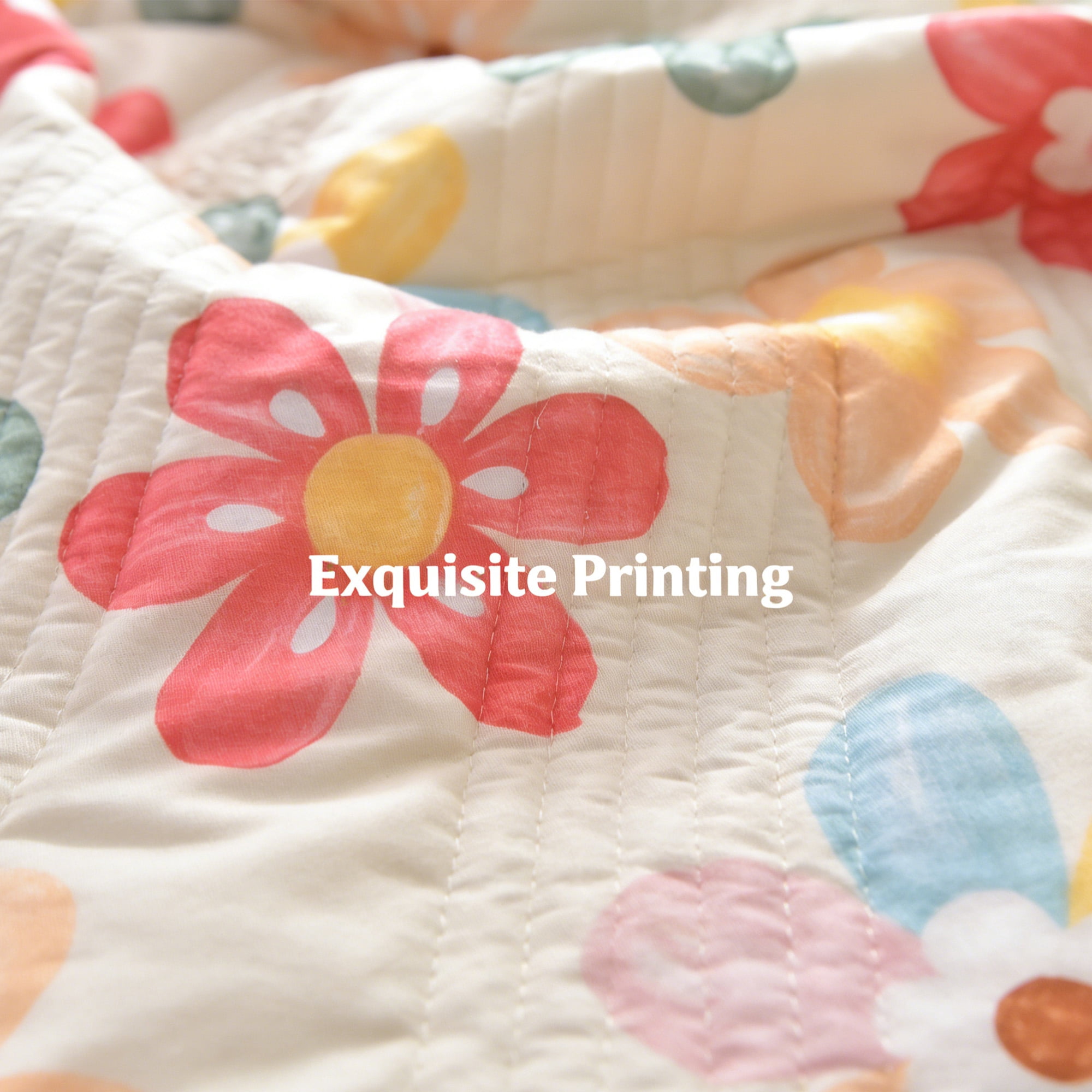 Oaskys Cartoon Flower Pattern Thin Quilt – Breathable Lightweight quilt with Cute Floral Design, Double-sided blanket for Girls, Toddlers & Teen
