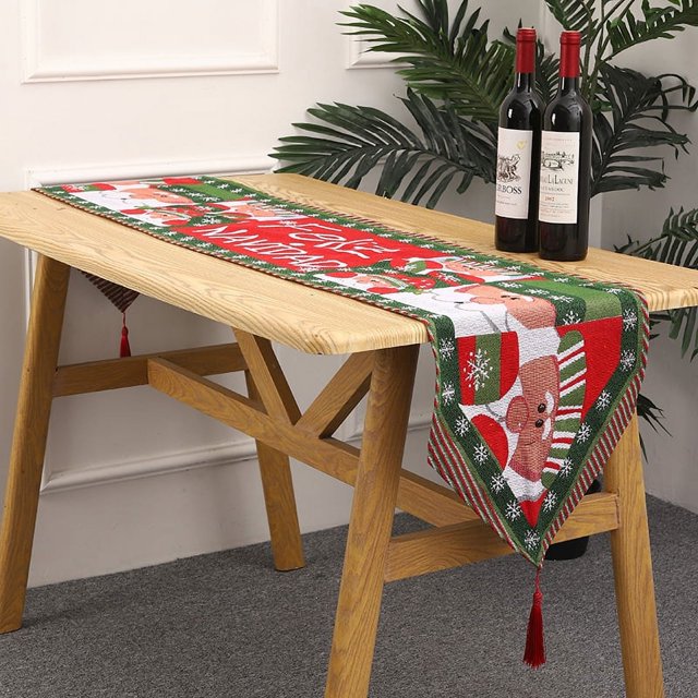 Mantel para personas mayores con patrón de punto, bandera de mesa, Navidad, invierno, vacaciones de temporada para decoración de fiestas familiares en interiores y exteriores, 180X35CM