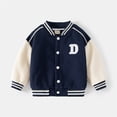 thumbnail image 2 of Ticikt Kids Baseball Jacket Varsity Coat Fall Winter Fleece Bomber Vintage Outerwear Casual Sport Cardigan Sweatshirt Youth,Color:Navy,2-3 Years, 2 of 8