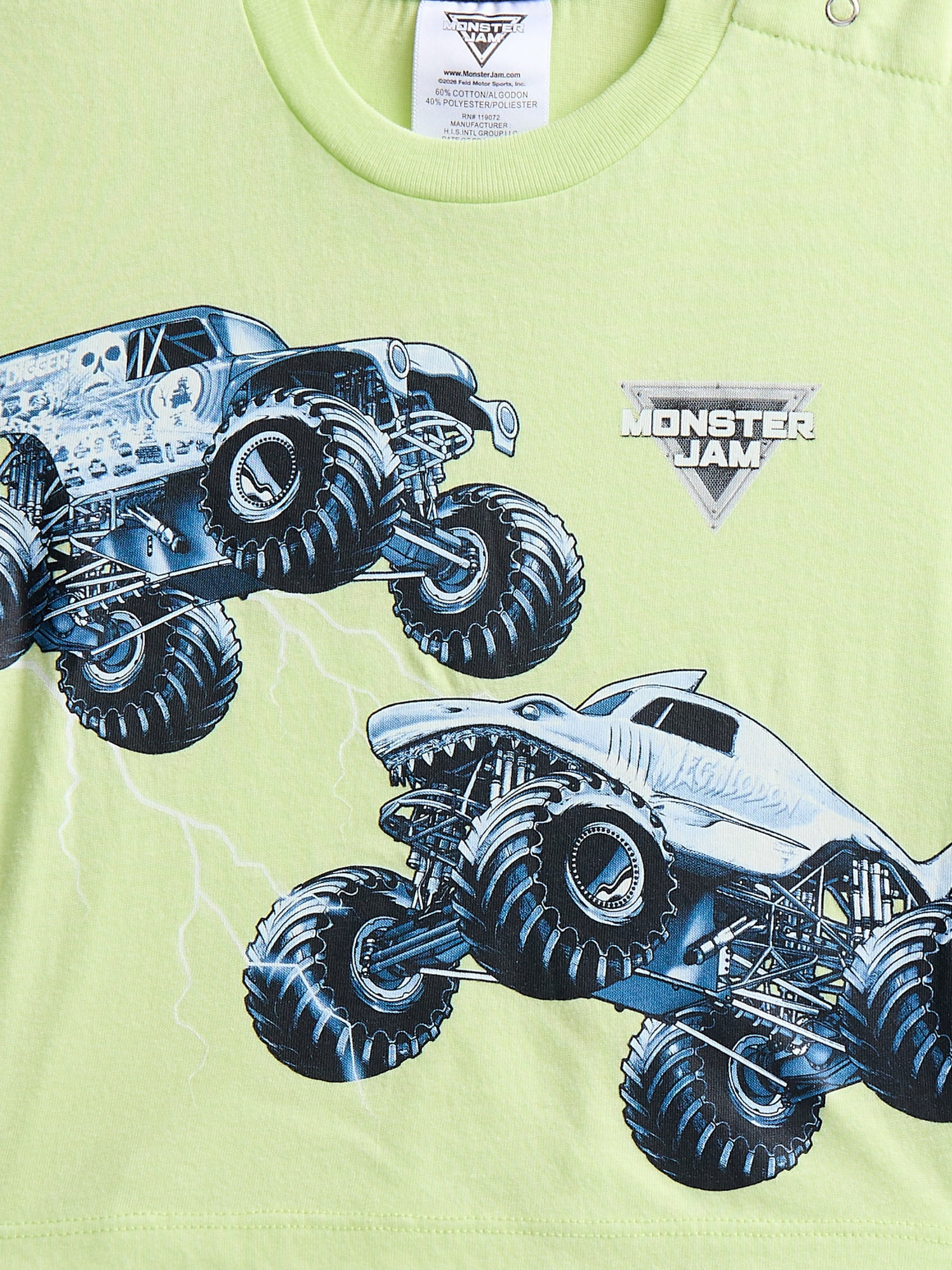 Monster Jam Baby and Toddler Boy Short Sleeve Graphic Tee and Shorts Set, 2 Piece, Sizes 12M-5T