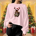 thumbnail image 2 of Craaazy Christmas T-Shirts For Women Funny Christmas Printed Casual Round Neck Long Sleeved Pullover Crop Tops Womens Tops, 2 of 6