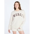 thumbnail image 2 of Joyspun Women's French Terry Long Sleeve Top and Shorts Lounge Set, 2-Piece, Sizes XS-3X, 2 of 5