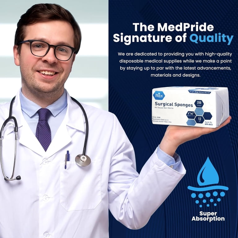 MedPride Gauze Pads, 4" x 4", 12-Ply, 200-Count photo 5